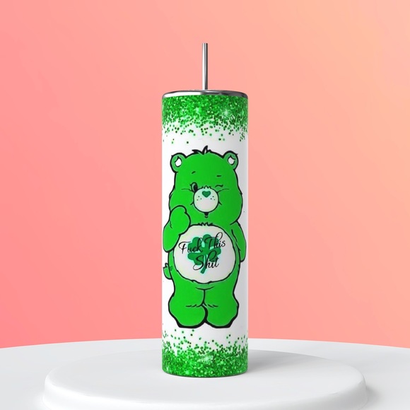 Green Swear Bear F@ck this Sh!t tumbler 20 oz - Picture 1 of 1